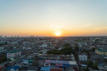 Aerial view of Bangkok Downtown Skyline, Thailand. Financial district and business centers in smart urban city in Asia. Skyscraper and high-rise buildings.