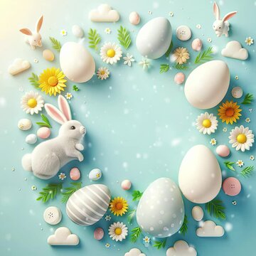 easter bunny with easter eggs