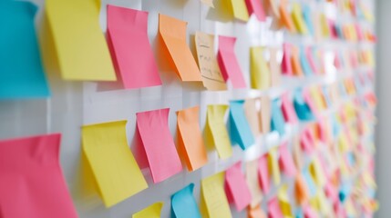 white wall covered with colorful post-it notes