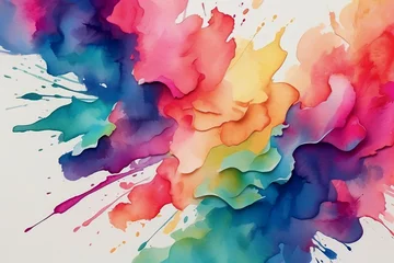 Gordijnen colorful paint spill background © Jaya