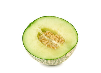 Sliced cantaloupe melon isolated on whitebackground