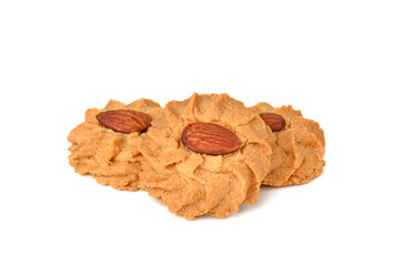 Homemade almond cookies isolated on white background