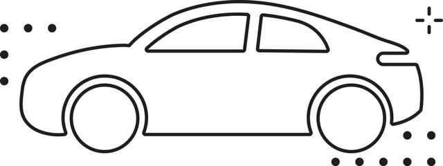 Sports car silhouette on white background. Vehicle icons set view from side, front, back, and top