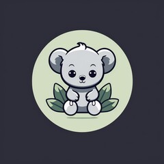 flat vector logo of animal koala serene flat koala logo for a wellness brand, embodying relaxation and natural balance