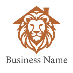 lion head roof logo, real estate template, silhouette logotype