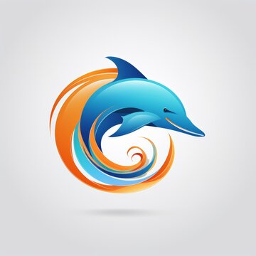 flat vector logo of animal dolphin dynamic flat dolphin logo for a lively and agile representation