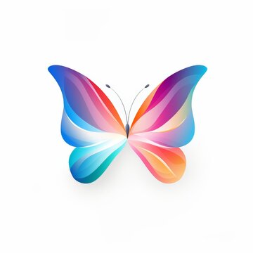 flat vector logo of animal butterfly  flat vivid butterfly logo for a wellness brand, using soft gradients for a calming effect