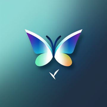 flat vector logo of animal butterfly  flat vivid butterfly logo for a wellness brand, using soft gradients for a calming effect