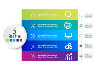 infographic template 5 step for business direction, marketing strategy, diagram, data, glowth, arrow timeline, for presentation report and progress	