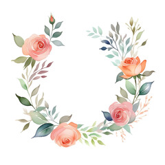 rose-floral-frame-minimalist-style-watercolor-illustration-flowers-arranged-in-an-unbroken