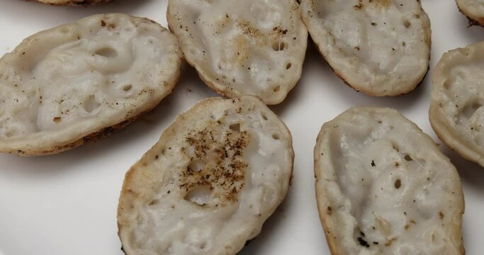 Fluffy ground rice powder pancake Bengali chitoi Dhaka  Chikui  Sora pitha on white background