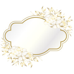 Fototapeta na wymiar Gold white elegant flower frame