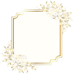 Naklejka na ściany i meble Gold white elegant flower frame