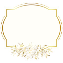 Gold white elegant flower frame