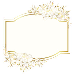 Gold white elegant flower frame