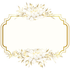 Gold white elegant flower frame