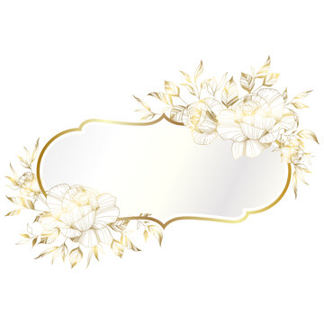 Gold white elegant flower frame