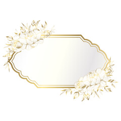 Gold white elegant flower frame