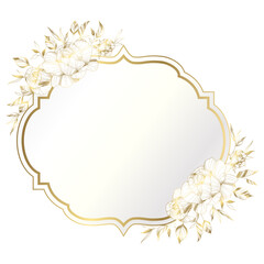 Gold white elegant flower frame