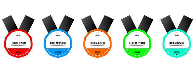 Logo badge for certificate technical. Digital certified logo verified achievements company or corporate with hexagon ribbon design. Vector illustration.