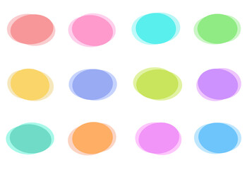 楕円フレームセット　素材　パステルカラー　カラフル　見出し　丸　飾り　枠　あしらい　 シンプル　抽象的