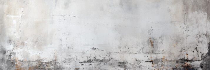 grunge white wall background and texture panorama with copy space, generative AI.