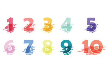 A vector illustrations of kids numbers brush set