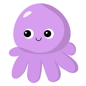 Cute purple baby octopus illustration for decoration