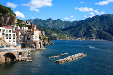 Fototapeta na wymiar Town Atrani, Peninsula of Sorrento, Campania, Gulf of Salerno, Italy, Europe.