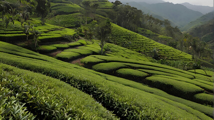Transparent PNG available
Picturesque tea plantation, cut out