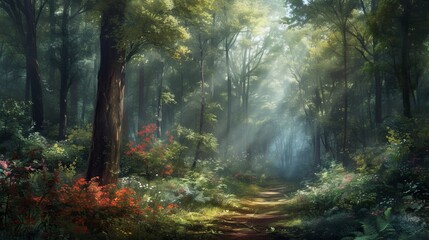 Obraz premium spring forest illustration.