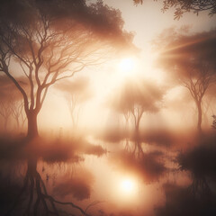 morning with fog.Generative AI