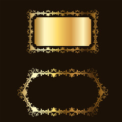 Vintage gold decorations ornament vector set. Frames and borders set, Gold photo frame with corner Thailand line floral for picture, Vector design decoration pattern style. border design is pattern