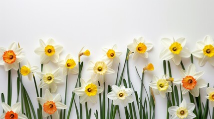 daffodils on white background.