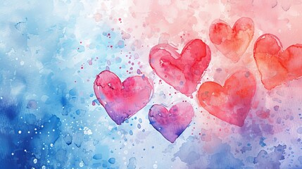 hearts watercolor background.