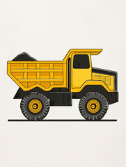 Cute simple yellow construction truck vehicle. Child poster Wall art