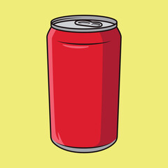 Can of soda drink red color with yellow background