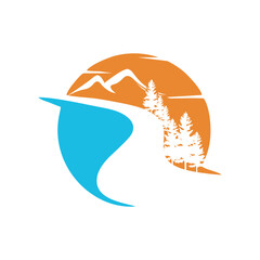 River and mountain logo design,editable eps 10.