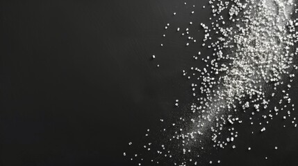 white particles on a black background.