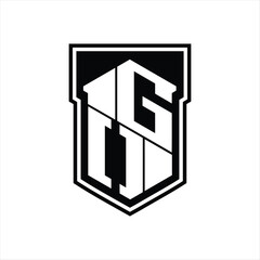 GO Logo monogram hexagon geometric up and down inside shield isolated style design template