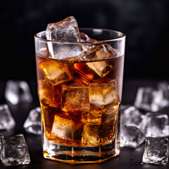 lifestyle photo ice cubes in glass of soda.