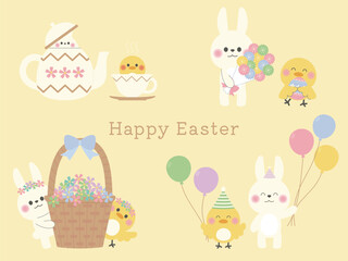 うさぎとひよこのイラストセット