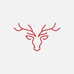Deer monoline logo design vector illustration 