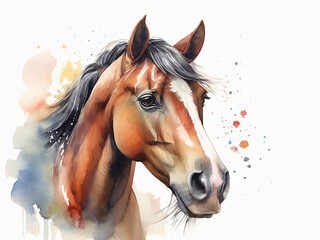 Obraz na płótnie Canvas portrait-of-a-horse-in-aquarelle-style-
