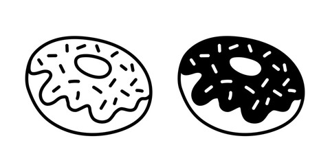 Donuts icon vector. Donut icons in line and flat style.  Bakery sign and symbol. - 728239930