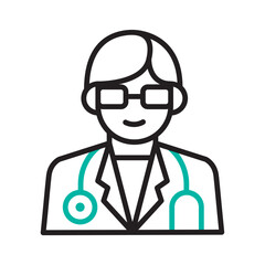 Doctor Icon. High quality design element. Editable linear style stroke. Vector icon