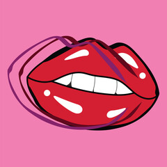 abstract red lips vector illustration