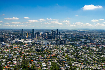 Obraz premium Brisbane CBD Aerial Helicopter