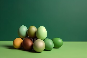 Happy Easter background, Easter eggs scene, Easter bunny ears with easter eggs, Easter poster background template with Easter eggs in the nest, Easter party concept.