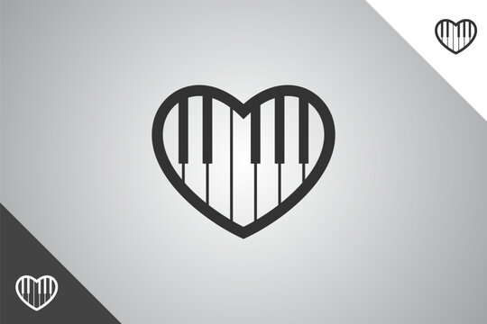 Piano logo. Minimal and modern logotype. Perfect logo for business related to band, musicians and singers industry. Isolated background. Vector eps 10.